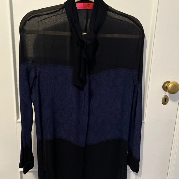 French Designer: Vintage Ungaro Paris sheer/patterned tunic; French size 42/4-6 - Picture 1 of 4